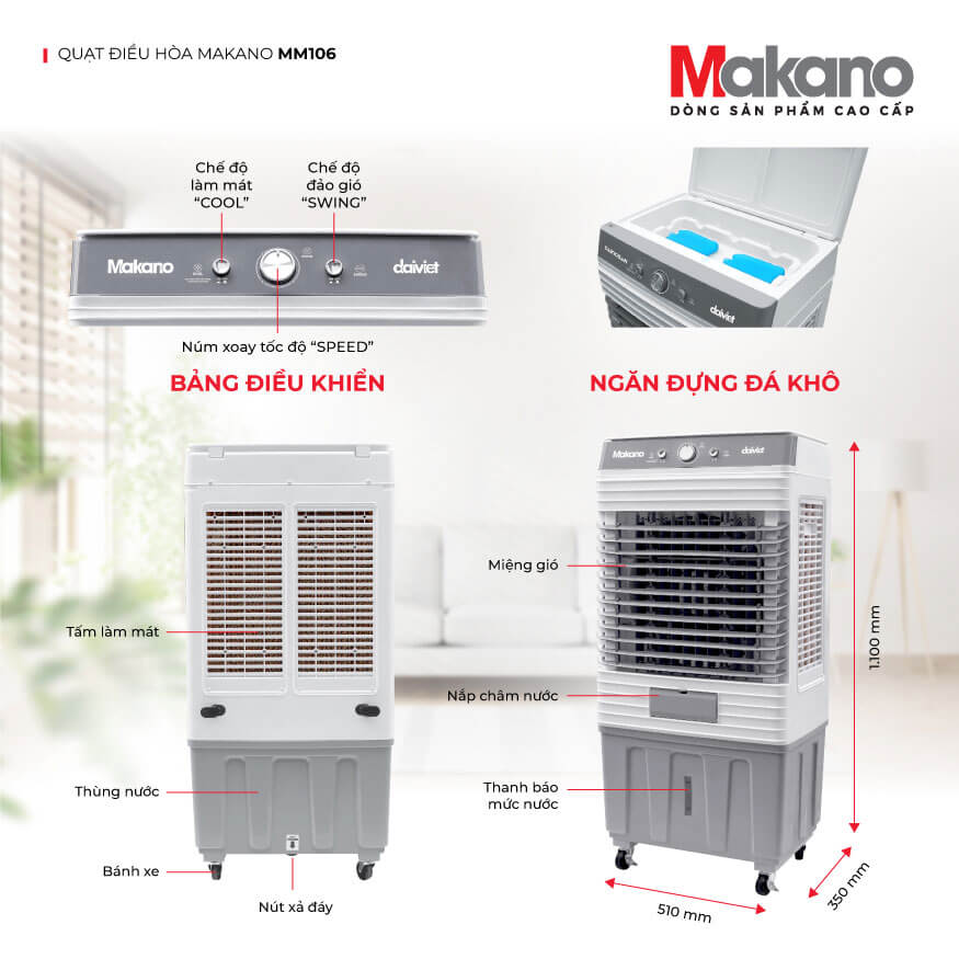 Thông Số Kỹ Thuật Chi Tiết Của Máy Làm Mát Hơi Nước Makano MM106