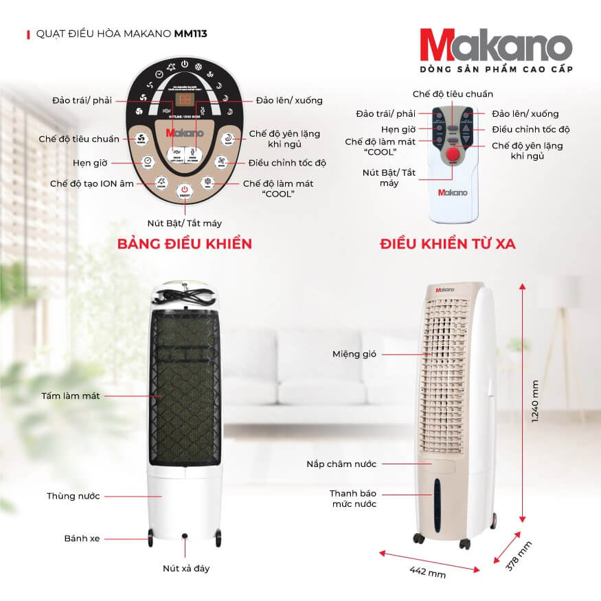 Thông Số Kỹ Thuật Chi Tiết Của Máy Làm Mát Hơi Nước Makano MM113