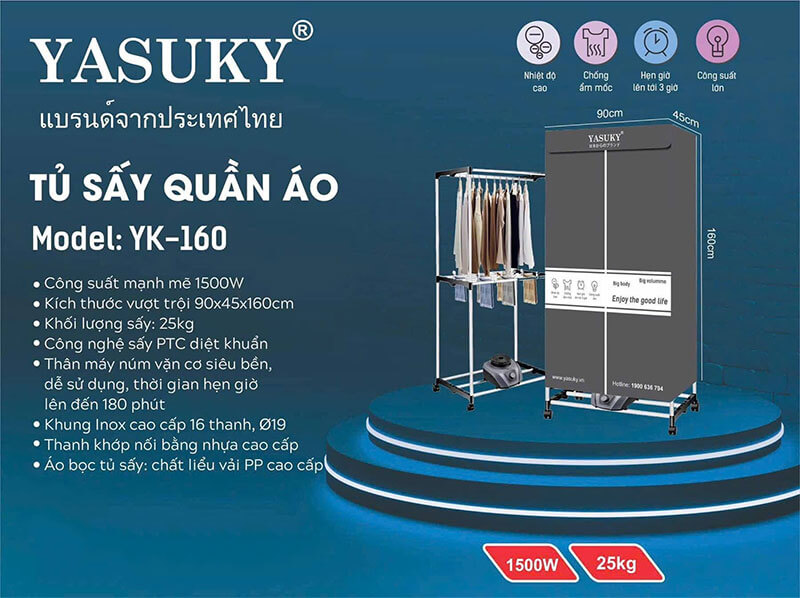 Tủ sấy quần áo Yasuky YK-160