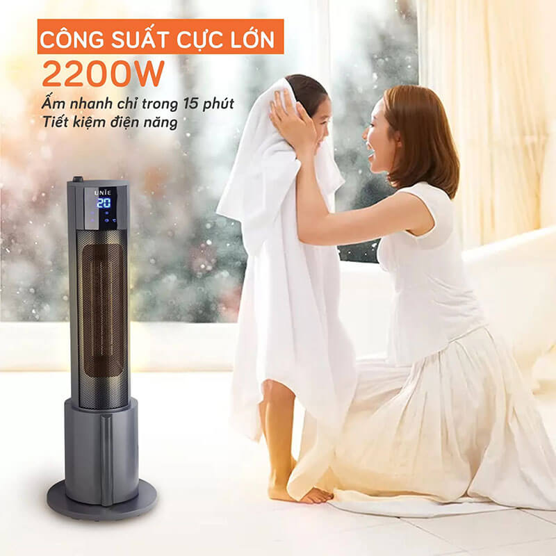Máy sưởi gốm UNIE UE-129 2200W phun sương tạo ẩm có điều khiển