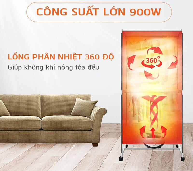 Tủ sấy quần áo UNIE UE-688 2 tầng dòng cơ 900w rộng 71cm