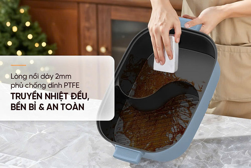 LẨU ĐIỆN 6L SUNHOUSE MAMA SHD4568 lòng nồi dày 2mm, phủ chống dính PTFE