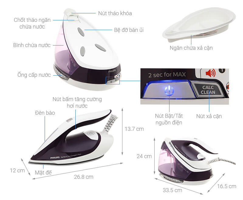 Thông số kỹ thuật bàn là hơi nước Philips GC7933/30