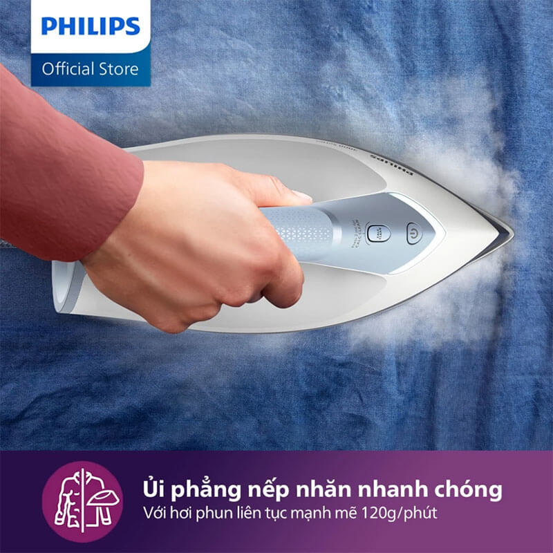 Hơi phun liên tục 120 g/phút – Ủi phẳng nhanh và đồng đều