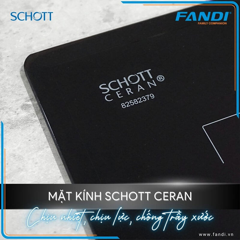Mặt kính Schott Ceran cao cấp – chịu lực, chống trầy xước và chịu nhiệt lên tới 750°C