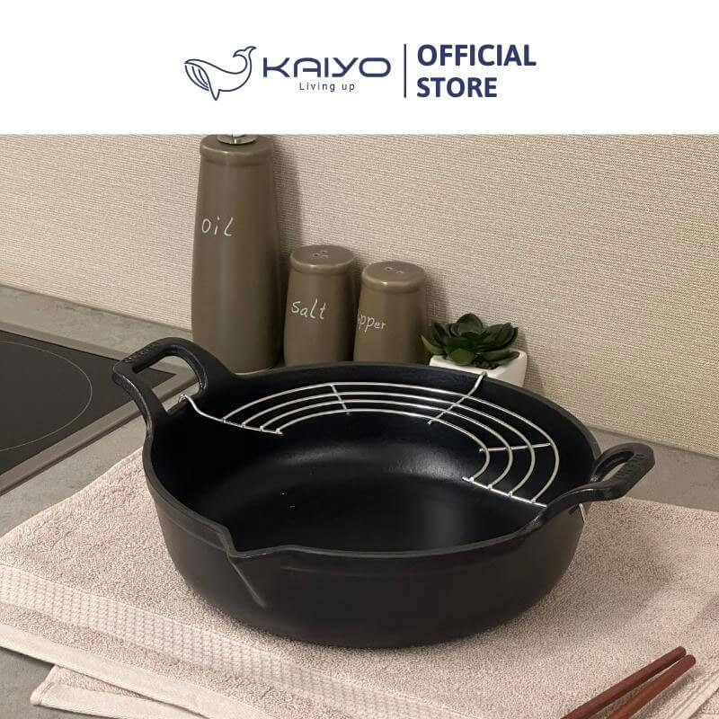 Chảo gang Oceno FR20F 20cm ( giá gác inox đi kèm)