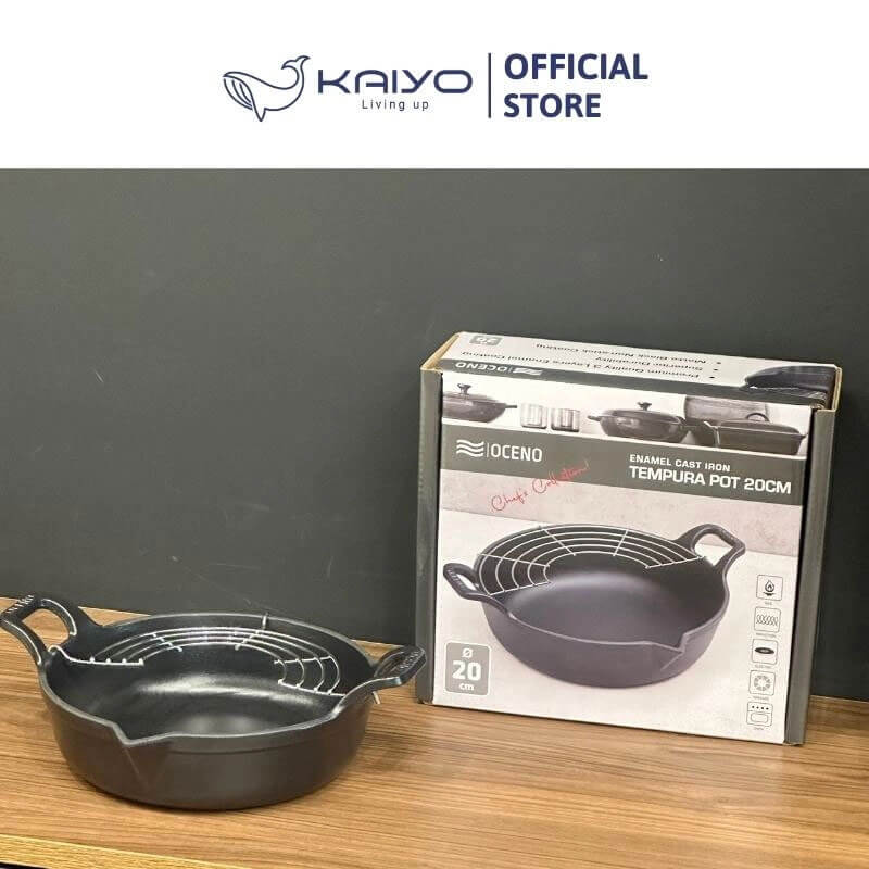 Chảo gang Oceno FR20F 20cm ( giá gác inox đi kèm)