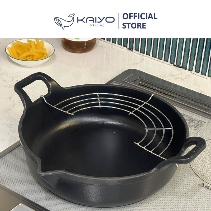 Chảo gang Oceno FR24D 24cm ( giá gác inox đi kèm)
