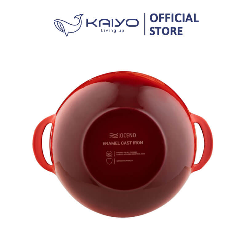 Chảo gang Oceno FD22BRED sâu lòng 20cm màu đỏ