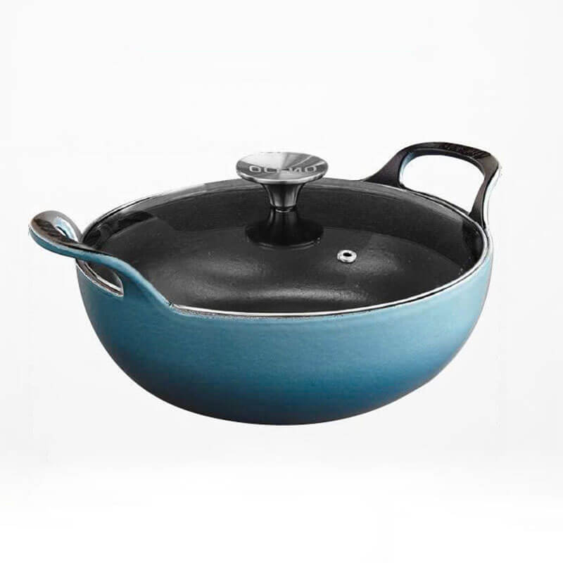 Chảo gang Oceno FD22SEA 20cm sâu lòng màu xanh
