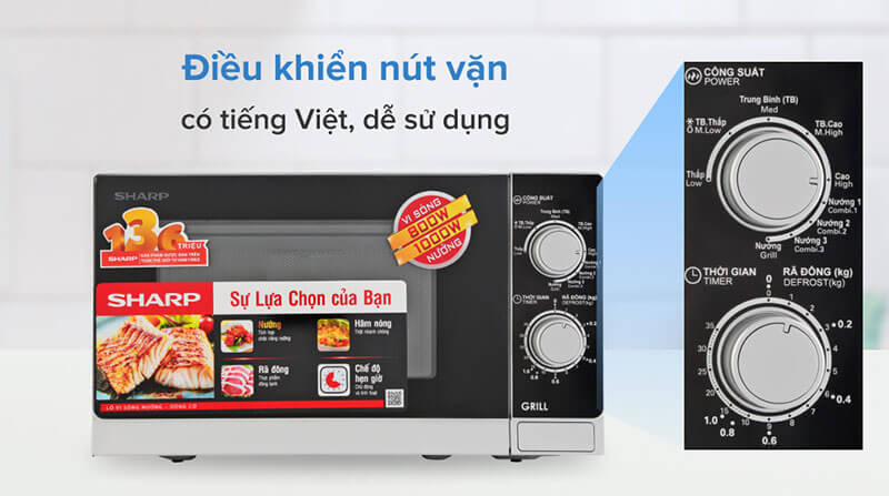 Bảng điều khiển nút vặn, dễ dàng thao tác