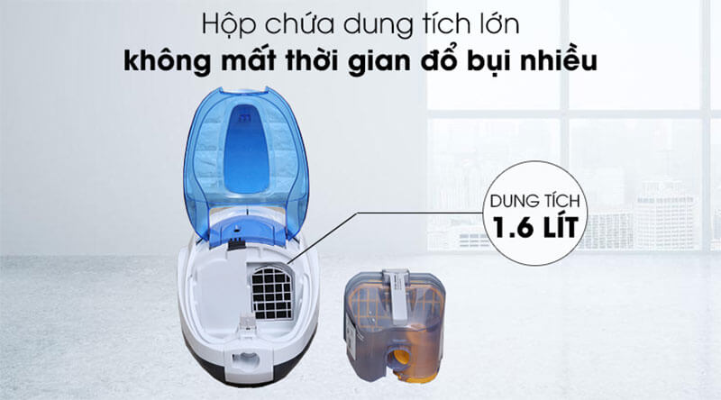 Hộp chứa bụi dung tích 1,6 lít – Sử dụng lâu hơn, ít phải đổ bụi