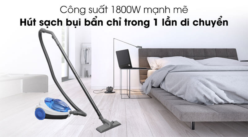 Công suất 1.800W mạnh mẽ – Tăng tốc độ làm sạch đáng kể
