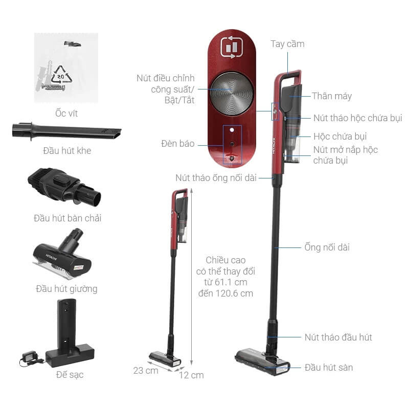 Thông số kỹ thuật máy hút bụi Hitachi PV-X95N