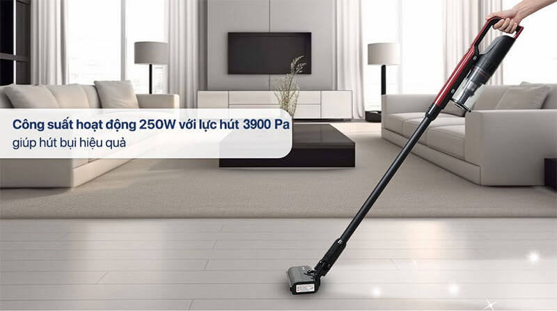 Công suất 250W kết hợp lực hút 3.900 Pa mạnh mẽ