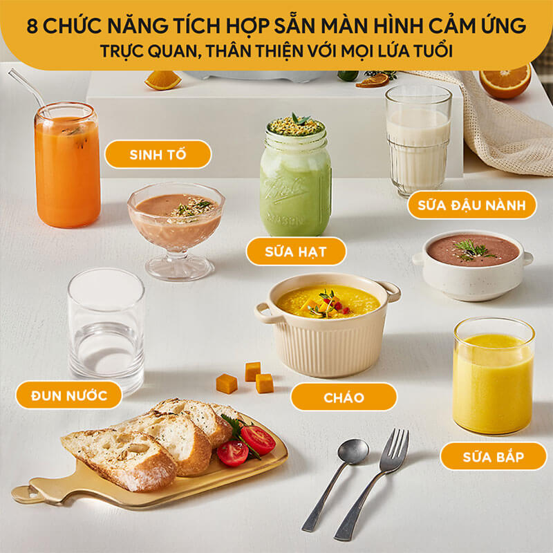 Màn Hình Cảm Ứng Tích Hợp 8 Chức Năng – Thao Tác Dễ Hiểu, Dễ Dùng