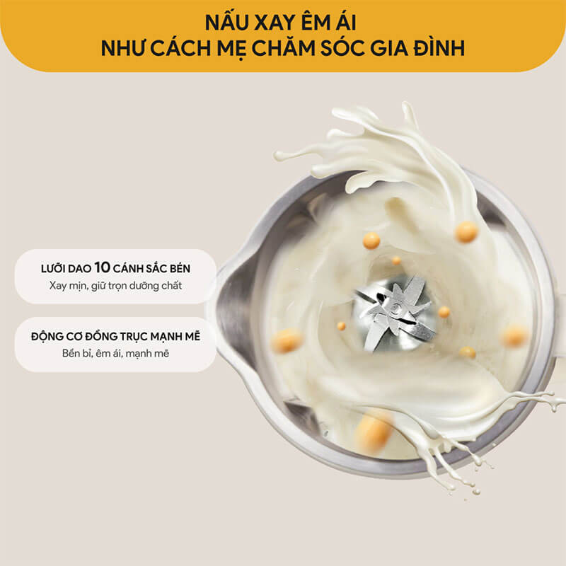 Lưỡi Dao 10 Cánh Sắc Bén – Xay Nhuyễn Mịn Và Êm Ái