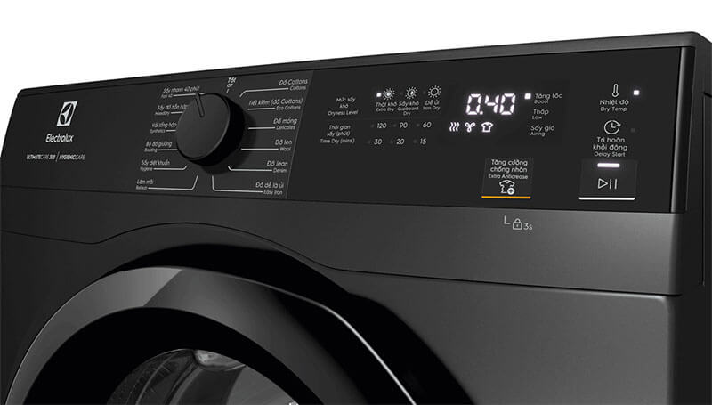 Bảng điều khiển cảm ứng kết hợp núm vặn – 12 chương trình sấy tiện lợi
