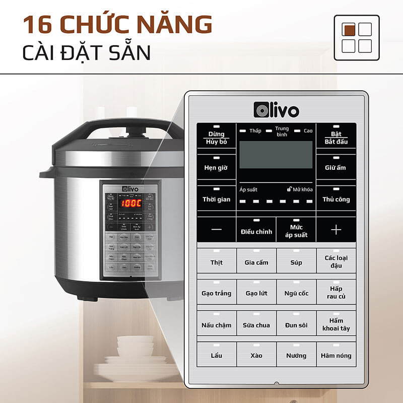 Hệ thống 16 chức năng nấu cài đặt sẵn thông minh