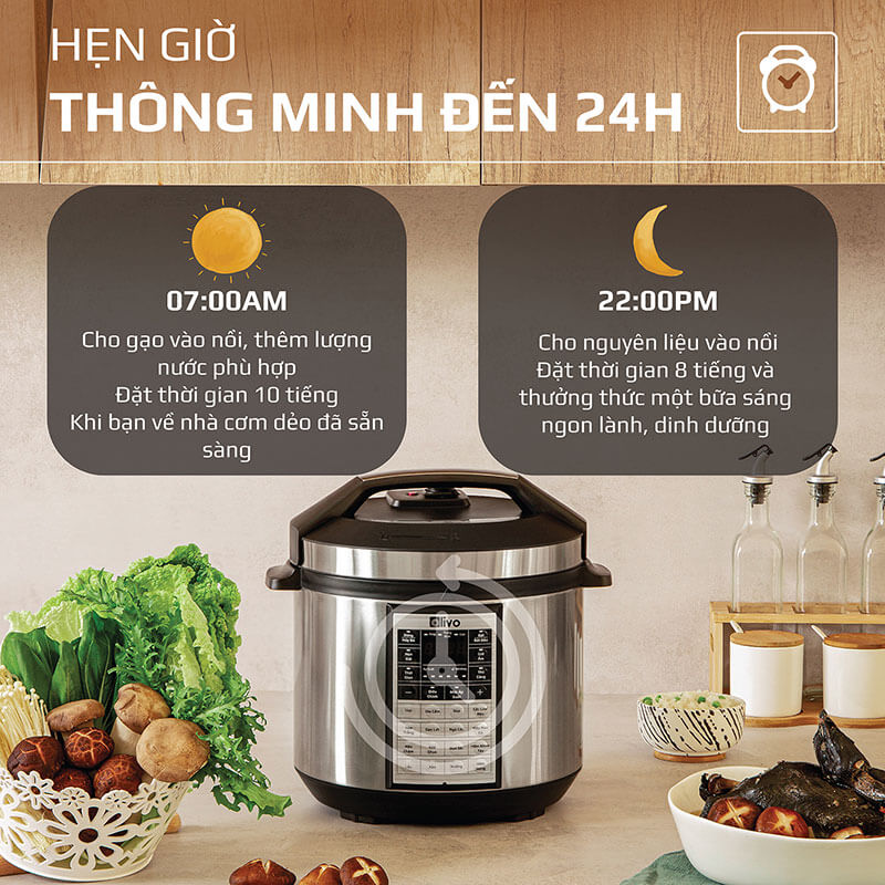 Chức năng hẹn giờ thông minh lên đến 24 giờ