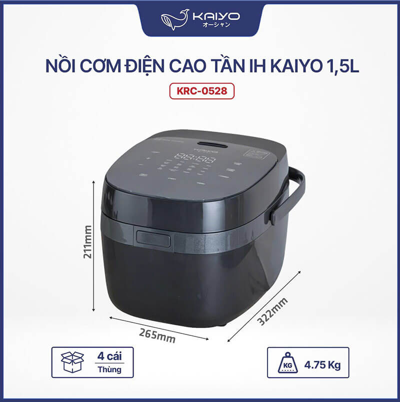 Thông số kỹ thuật nồi cơm điện cao tần Kaiyo KRC-052 1.5L