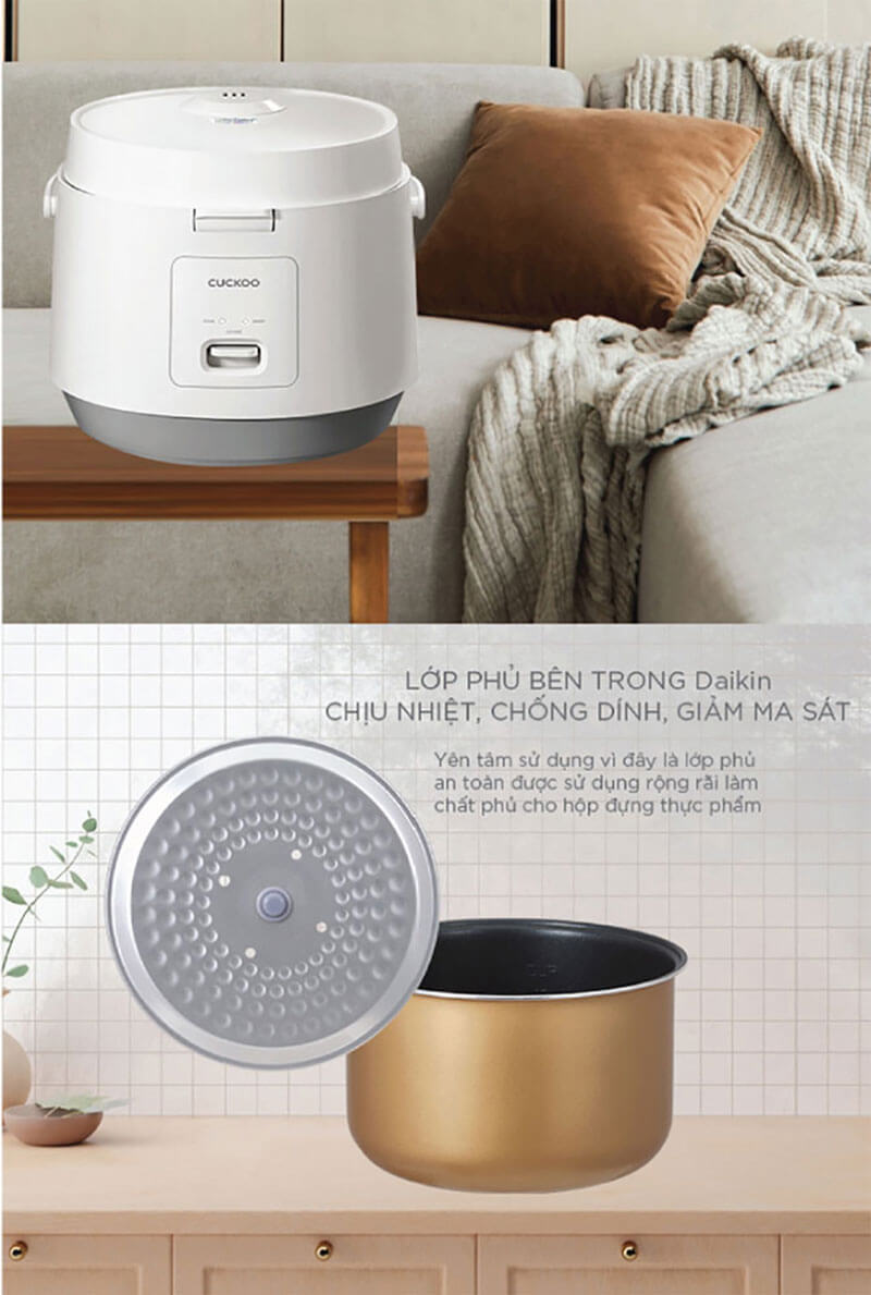 Lòng nồi phủ chống dính Daikin – Bền bỉ và dễ vệ sinh