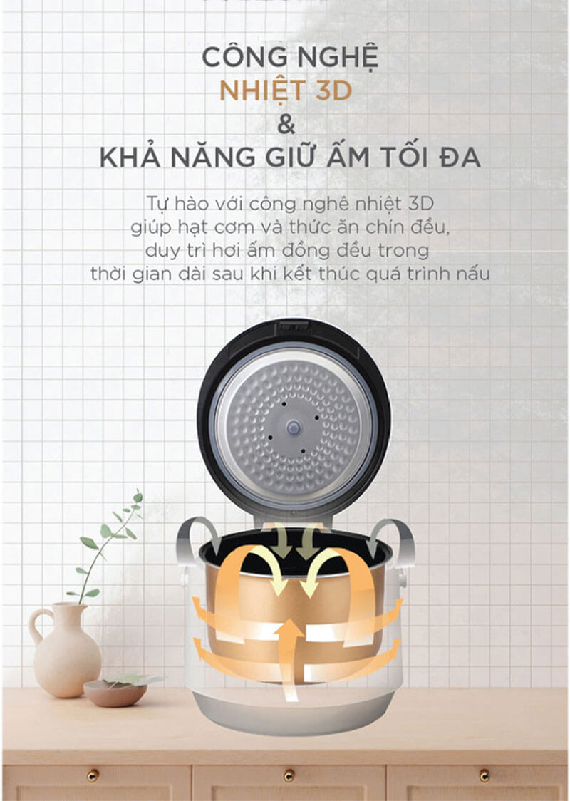 Công nghệ nhiệt 3D – Nấu cơm chín đều, giữ trọn hương vị