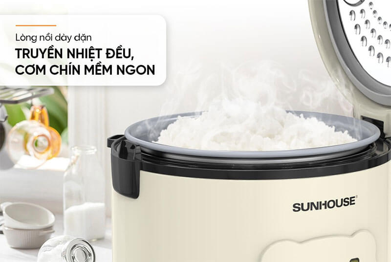 Chất liệu dày dặn, truyền nhiệt đều – Cơm chín nhanh, dẻo ngon