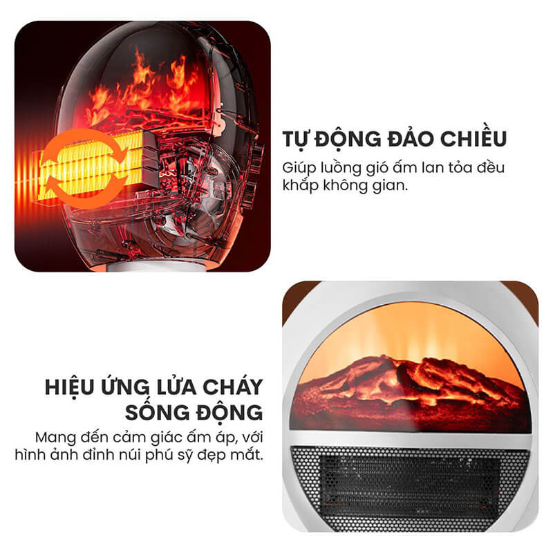 Tính năng đảo chiều tự động giúp nhiệt lan tỏa đều khắp phòng