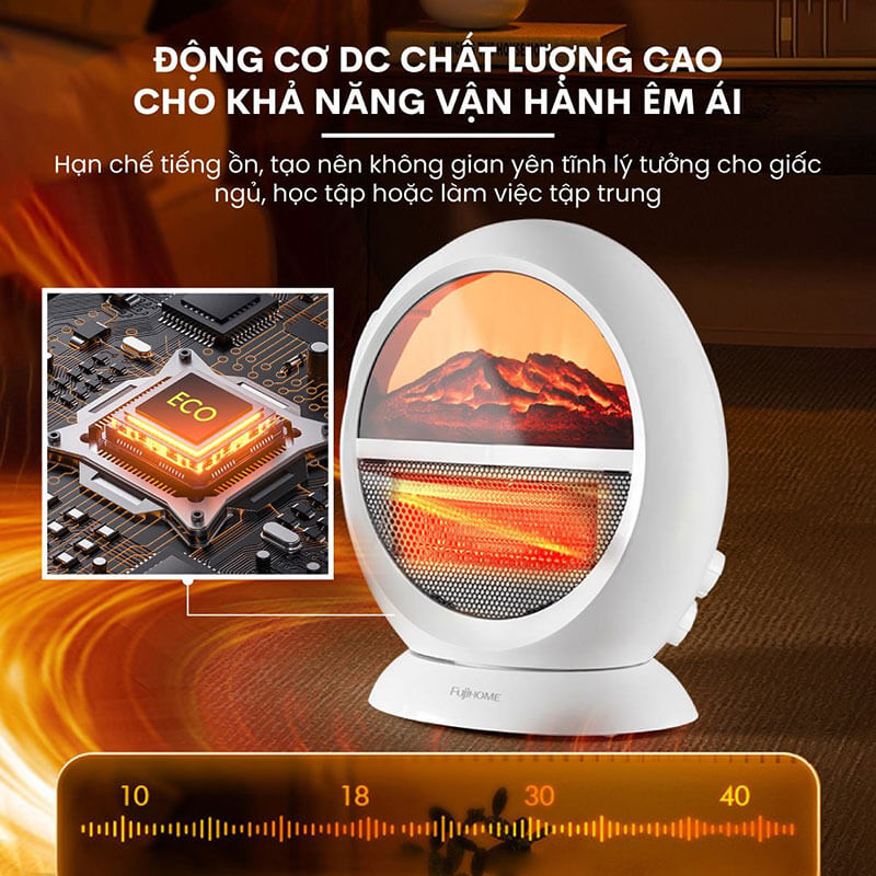 Động cơ DC chất lượng cao giúp quạt vận hành êm ái, ổn định