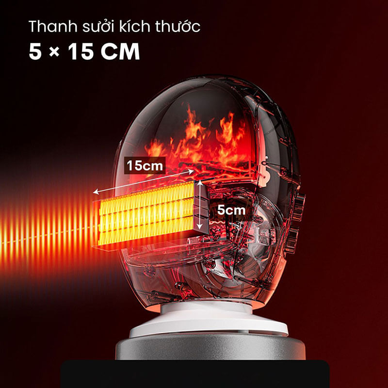Thanh sưởi kích thước 5 x 15 cm tối ưu khả năng tỏa nhiệt