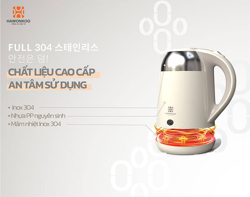 Chất liệu cao cấp với inox 304, an tâm trong quá trình sử dụng