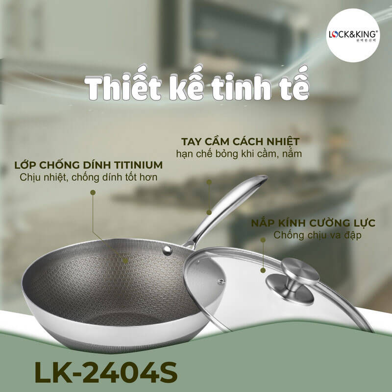 Lớp chống dính Titanium cao cấp – Nấu ăn dễ dàng, vệ sinh nhanh chóng