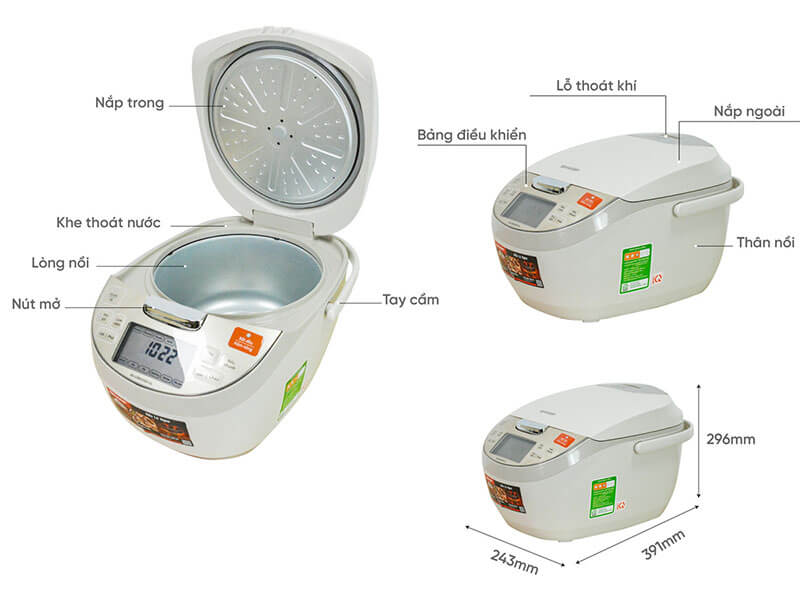 Thông Số Kỹ Thuật Nồi Cơm Sharp 1.8L KS-COM193EV-GL