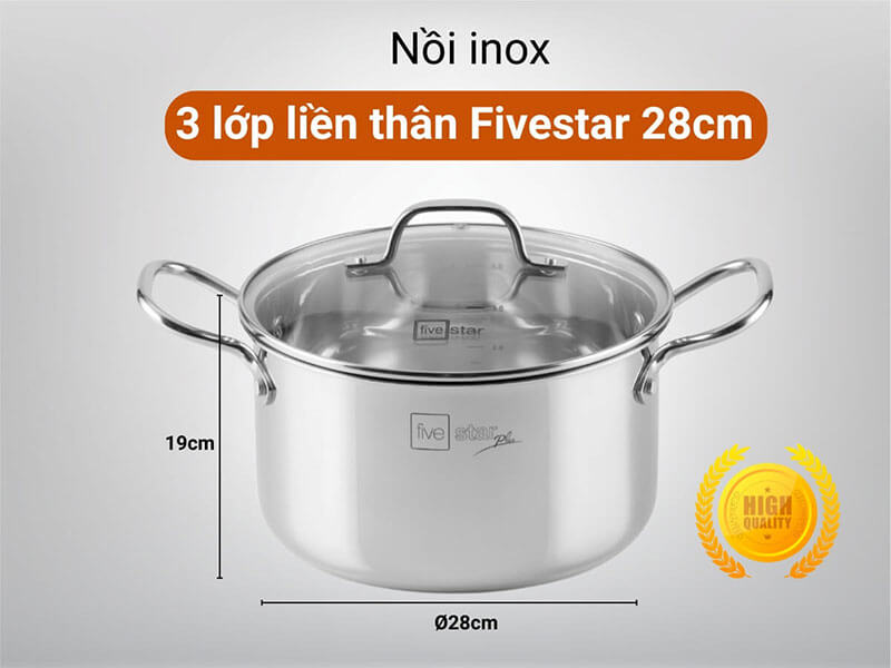 Kích thước Ø28cm, cao 19cm – Tối ưu cho nấu ăn số lượng lớn