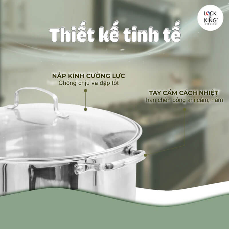 Thiết kế tay cầm chắc chắn – An tâm khi di chuyển nồi dung tích lớn