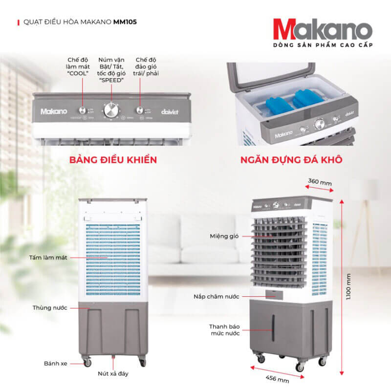 Thông số kỹ thuật quạt làm mát MM105 Makano