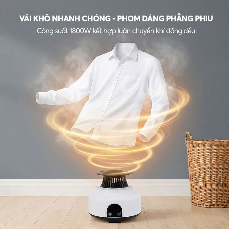 Động cơ 1800W kết hợp luân chuyển khí nóng – Tăng tốc độ làm khô