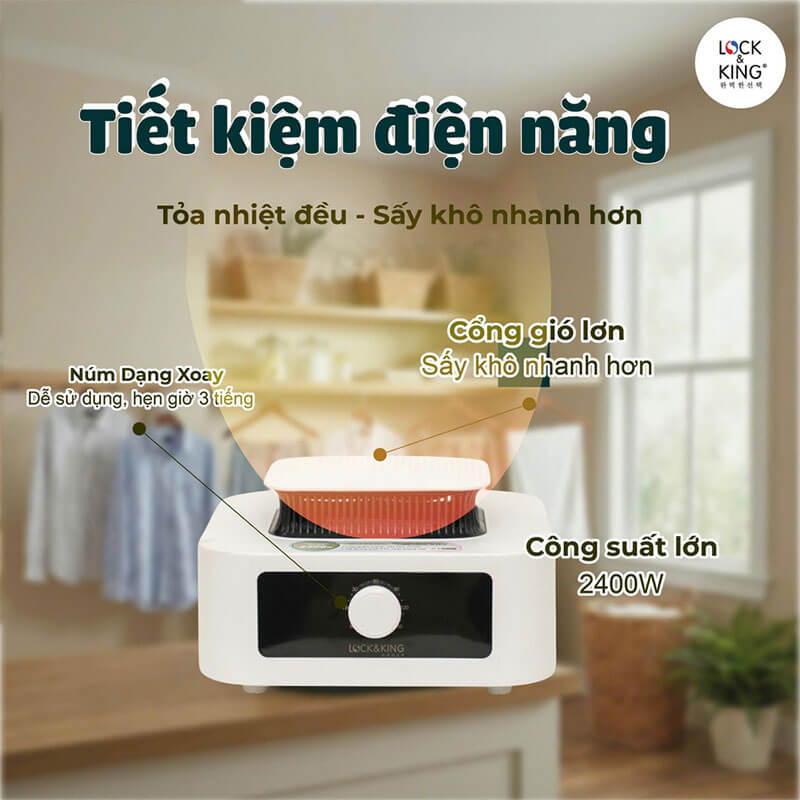Công Suất 2400W Ổn Định – Đáp Ứng Nhu Cầu Sấy Nhanh Mỗi Ngày