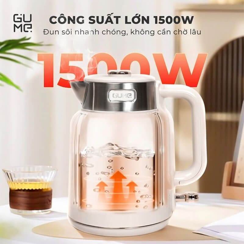 Công Suất 1500W – Gia Nhiệt Mạnh, Đun Nước Trong Thời Gian Ngắn