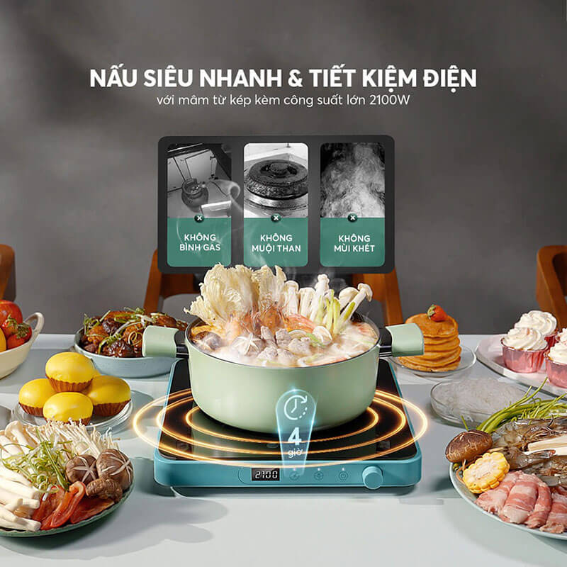 Tính năng hẹn giờ linh hoạt đến 4 giờ