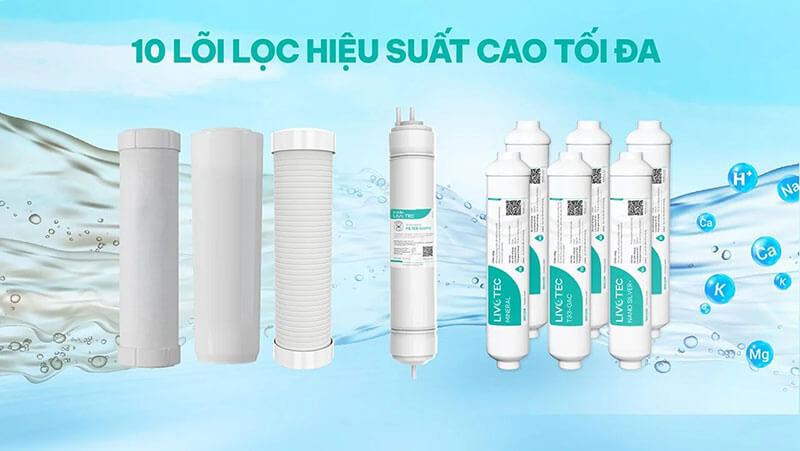 Hệ thống 10 lõi lọc đa tầng nâng cao hiệu quả lọc nước