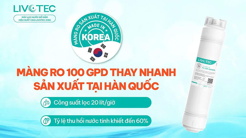 Màng RO 100 GPD sản xuất tại Hàn Quốc