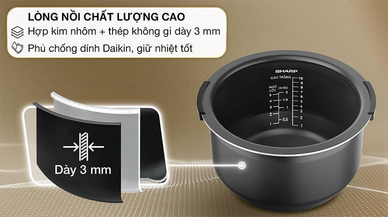 Lòng Nồi Phủ Chống Dính Daikin Dày 3.069 mm – Giữ Nhiệt Ổn Định, Bền Bỉ