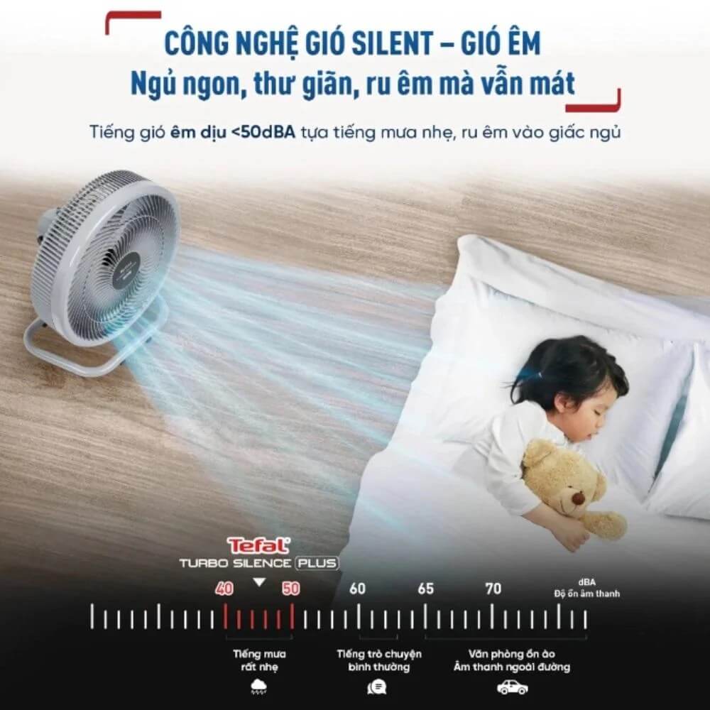 Quạt Sàn Tefal TB Silence Plus VH686790 gió siêu êm