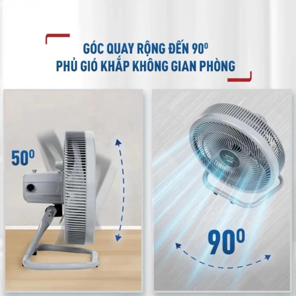 Quạt Sàn Tefal TB Silence Plus VH686790 góc phủ rộng